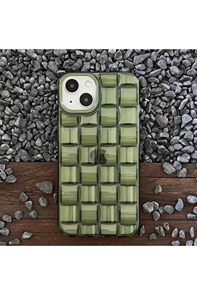 EDELFU iPhone 13 mini UYUMLU - Matcha, Zümrüt Renk Örgülü Şeffaf Sararmaz, Yu...