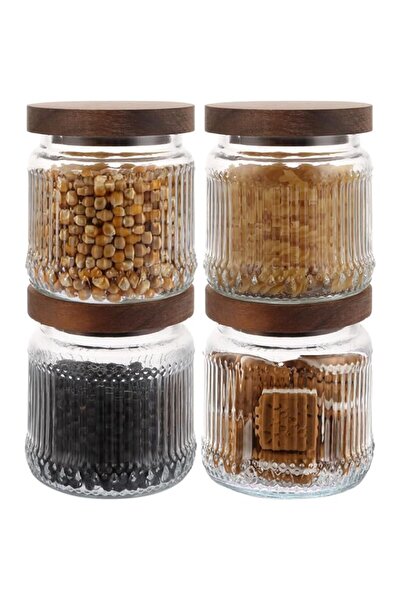 Generic Glass Jar with Wooden Lid, 500ml/17oz Airtight Food Storage Jars, Cle...