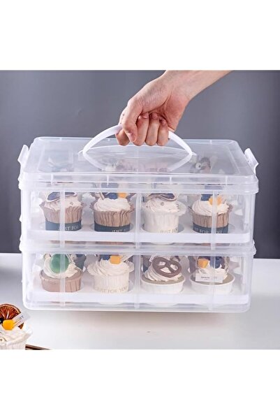 Generic Carrier with Lid and Handle, Collapsible Stackable Cupcake Storage Co...