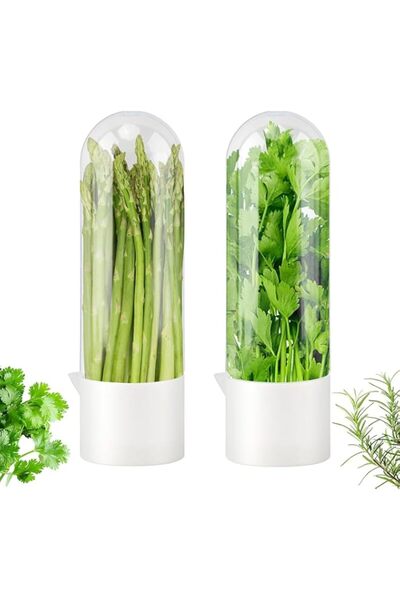 Generic Herb Saver Containers for Refrigerator, 2 Pack Transparent Produce St...