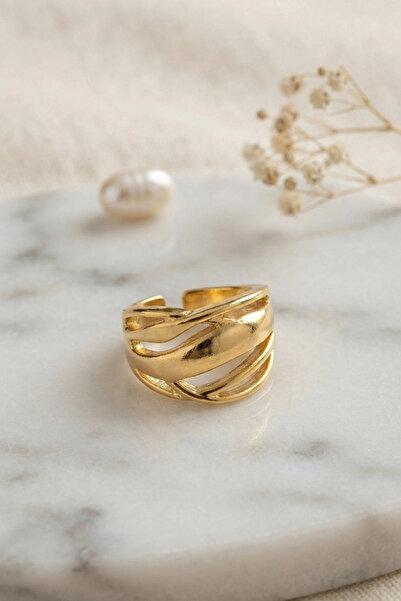shopwave Knitted Form Wide Design Gold Color Ring