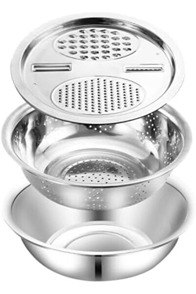 TERRIFI Stainless Steel Drain Basket, 3 in 1 Colanders Basin Versatile Vegeta...