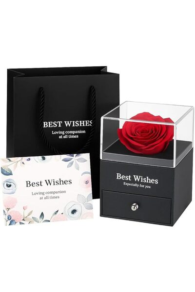 Generic Luxury Gift Box with Real Red Rose - Elegant Storage Drawer - with Gr...