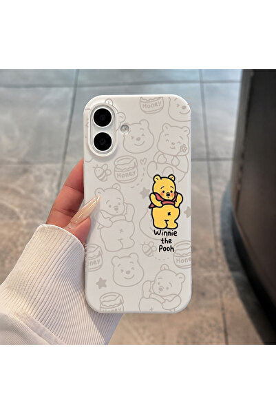 MustCase iPhone 16 / 17 Uyumlu Beyaz Winnie The Pooh Desenli Sevimli Silikon ...
