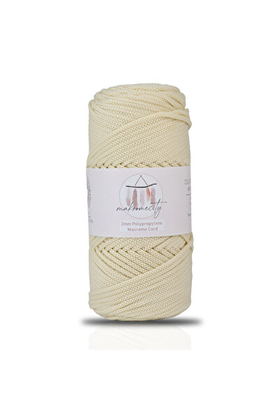 Makromecity Premium 100 gr Polyester Makrome Ipi Krem 2mm - 120 m Supla Ip Ve...