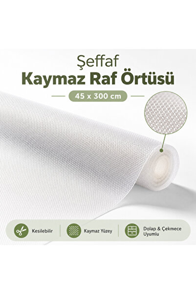 Genel Markalar Şeffaf Kaymaz Raf ve Çekmece Örtüsü 45 x 300 cm Kesilebilir Do...