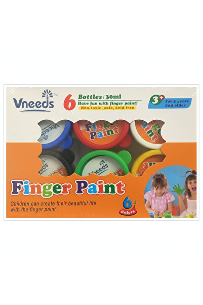 Vneeds مجموعة ألوان الأصابع، 6 عبوات، 30 مل لكل منها، غير سامة، آمنة، ألوان خ...