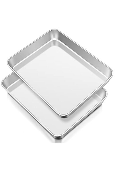 Generic Onader Oven Baking Tray Set of 2, Stainless Steel Deep Cake Tin Recta...