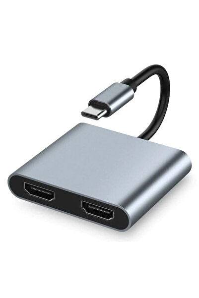 POWERTECH Σταθμός σύνδεσης USB-C με HDMI 4K και υποστήριξη για 2 οθόνες Γκρι ...