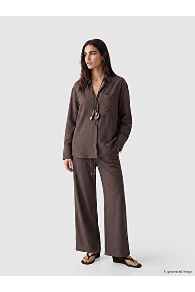 LC Waikiki Esvab • Modern & Distinctive Striped Modal Blend Women's Trousers