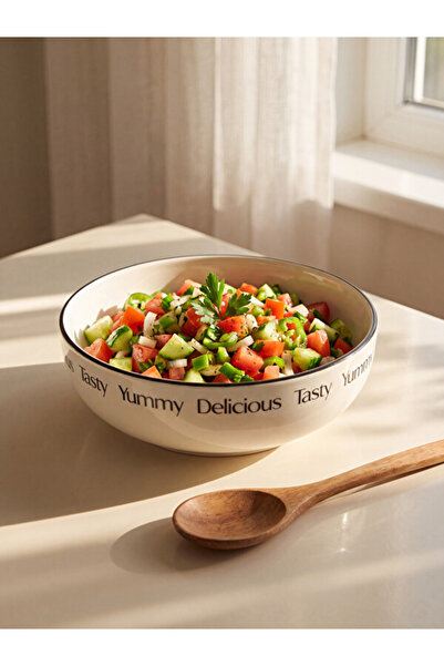 LC Waikiki Quality Pieces from Çelebi Store Printed Ceramic Salad Bowl 23 cm