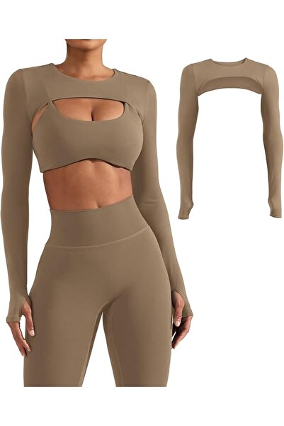 GENERAL YEOREO Women Crop Top Long Sleeve Bolero Open Front Workout Cropped S...