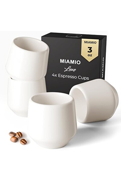 MIAMIO - Espresso Cups Set of 4 / Mug, Ceramic (90ml) - Luxe (Black) | Cerami...