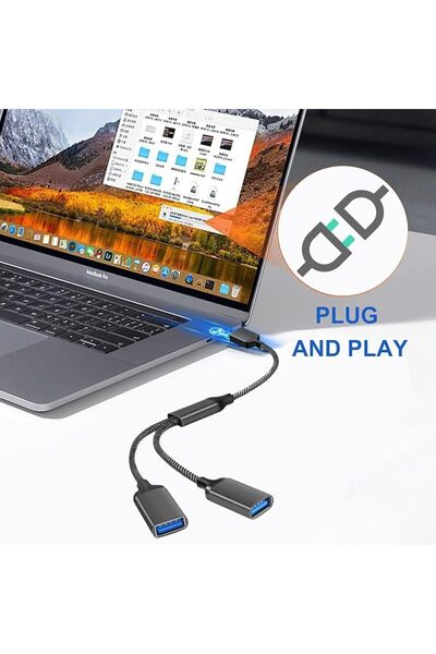 Oshima Tsubaki Usb Splitter 2 Port, Black Splitter, 1 In Double Adapter, Connector To Extension Cord Suitable For L
