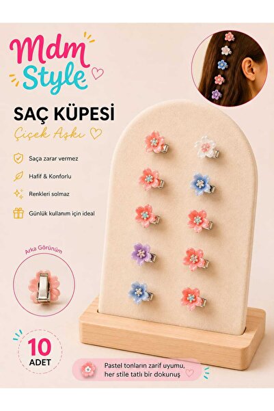 mdm style Set of 10 Hair Clips – Mini Clip Set with Colorful Flowers, Daisies...