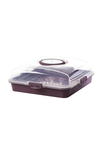 STEPORAX Square Lockable Lid Cake Pastry Container Glass Transport Storage Container 32 cm in Size, 11 cm Deep