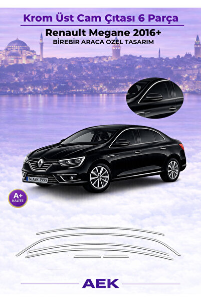 AEK Modern Renault Megane 4 Cam Üst Çıtası 2016- Paslanmaz Çelik