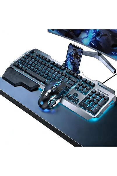GENERAL Wireless Keyboard and Mouse, Blue LED Backlit Rechargeable Keyboard w...