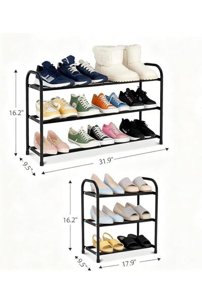 Emeralune Expandable Shoe Rack, 3 Tier Adjustable Metal Shoe Storage Organize...