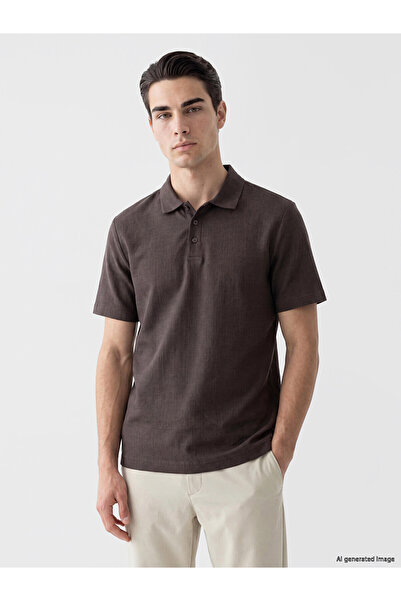 LC Waikiki Nevavm Regular Fit Polo Collar Textured Men's T-Shirt with Difference