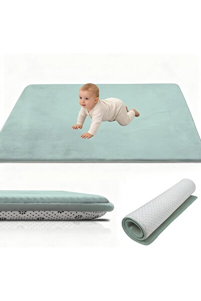 GENERAL Coral Velvet Baby Play Mat, 3cm Thick Baby Crawling Mat 90 x 120 cm G...