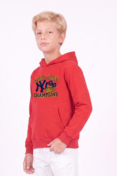 FYK KİDS Boy's Printed Kangaroo Pocket Long Sleeve Hooded Sweatshirt