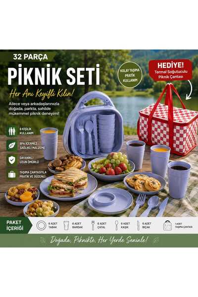 ASG 🏕️ 32 PARÇA PİKNİK SETİ HEDİYE TERMAL SOĞUTUCU ÇANTA 🧺
