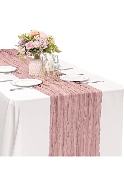 OASISGALORE Cheesecloth Table Runner - 10Ft x 35" Cotton Solid Blue Table Clo...