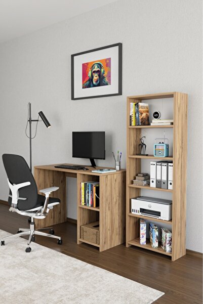 alpaevmobilya Kitaplıklı Çalışma Masası Bilgisayar Masası Raflı Öğrenci Ofis ...
