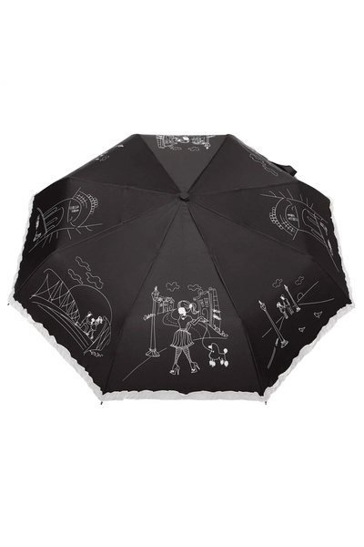 Parasol Umbrela pentru femei "Carbon Steel" 80km/h - pariziana, neagra cu man...