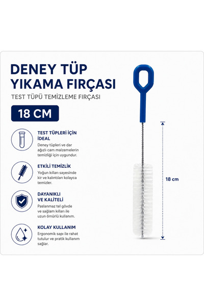 Labolist Deney Tüp Yıkama Fırçası 18 cm - Test Tüpü Temizleme Fırçası