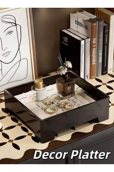 XIUWOO Decor Platter,Storage Tray,PVC leather,Rectangle Serving Tray,Entrance...
