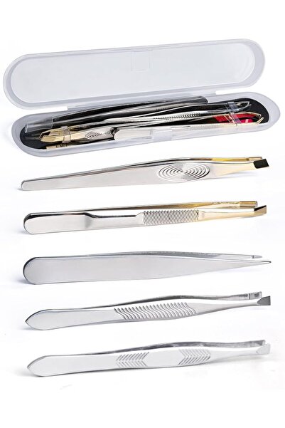 TERRIFI Tweezers for Facial Hair Remover, 5 Pcs Professional Stainless Steel ...