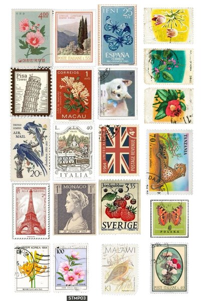 postercraft Retro Postage Stamp Sticker Set - 16 Ready-To-Use Journal & Agenda Stickers 2