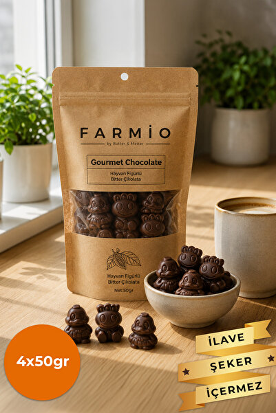 FARMİO İlave Şekersiz Hayvan Figürlü Çikolata - 4x50gr Doypack
