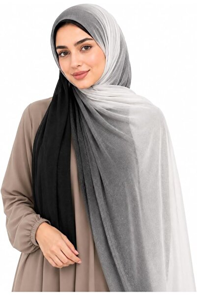 Generic Four Seasons Crepe Chiffon Veil HD Print Gradient Grey 200 cm x 75 cm...