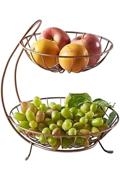 GENERAL 2-Tier Fruit Basket Kitchen Countertop Vegetables Rack Metal Storage ...