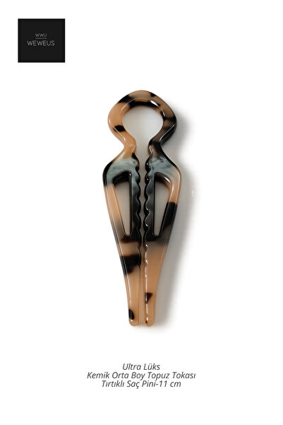 Weweus Coffee Leopard Premium Bone Bun Hair Clip-Hair Pin 11 cm