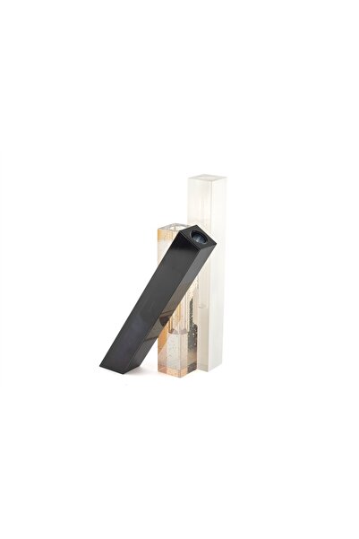 Mikasa Moor Amber Black and White Crystal Vase 12X25Cm