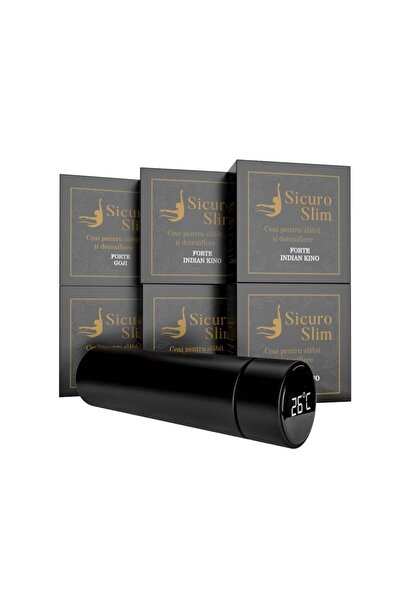Sicuro Set 6 cutii de ceai pentru slabit rapid Indian Kino si Termos cu infuz...