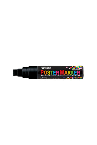 artline Poster Marker, Plastic Body, Beveled Tip 12Mm - Black, 12 mm