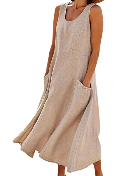 Generic Womens Cotton Maxi Dress Sleeveless Long Sundress Loose Fit Dress