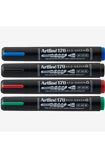 artline Permanent Marker 170 Green - Dry Safe 2 Weeks, Plastic Body, Round Ti...