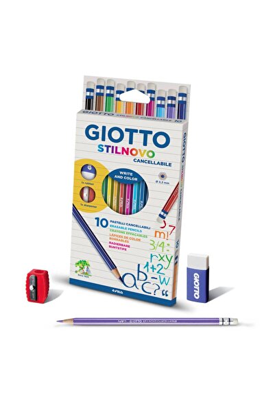 Giotto Цветни моливи, картонена кутия, 10 цвята/кутия + острилка + гумичка, С...