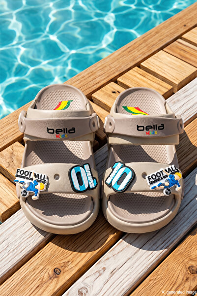 REMSA Children's Top Sticker Detail Sandals Slippers E482-P001 Beige-Camel