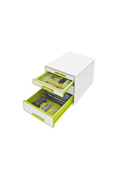 Leitz Cabinet Cu Sertare Wow, 4 Sertare - Alb/Verde, 287 x 270 x 363 mm