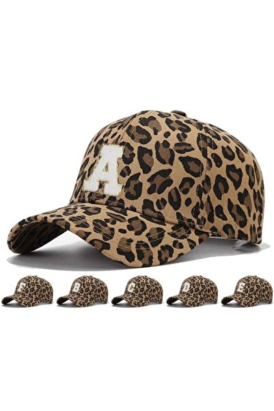 OEM Șapcă de baseball reglabilă neagră cu imprimeu leopard și 26 de litere