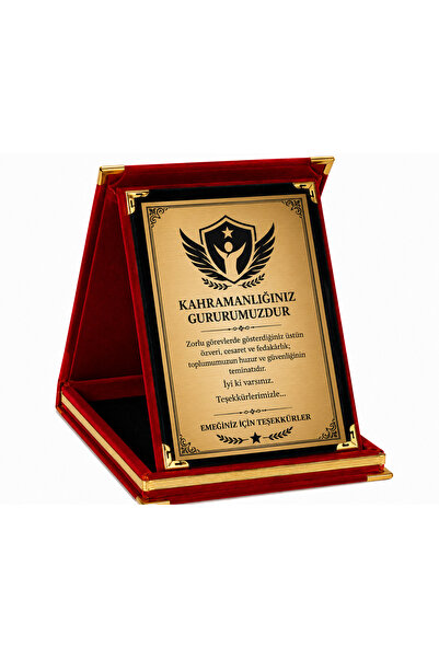 siverek reklam Kişiye Özel Gold Metal Plaket Kırmızı Kadife Kutulu Öğretmen P...
