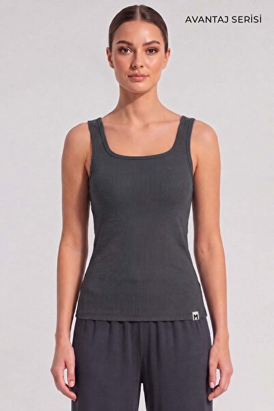 Aytuğ&Mısırlı Egyptian Women's Camisole T-Shirt with Closed Back Straps, Smoked