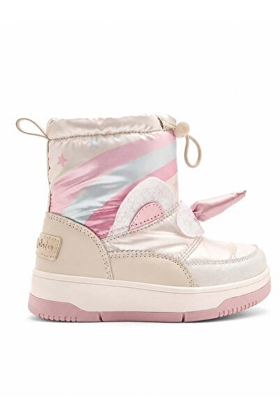 CONGUITOS Girl's Unicorn Patterned Waterproof Snow Boots Beige